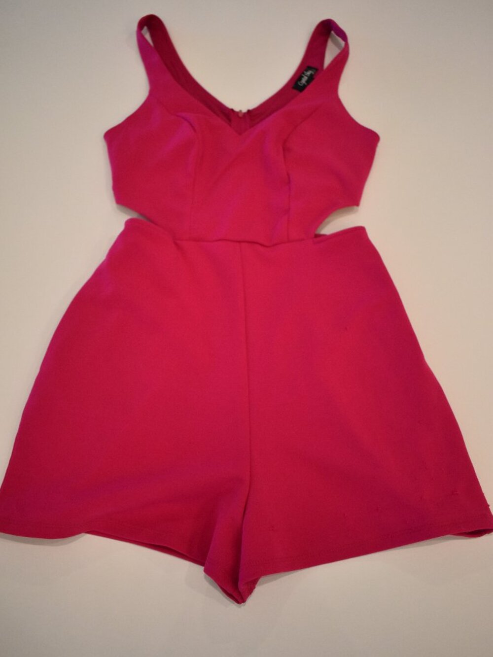 Crystal Sky Hot Pink Cutout Romper Women's Size Small Sleeveless V-Neck Dressy